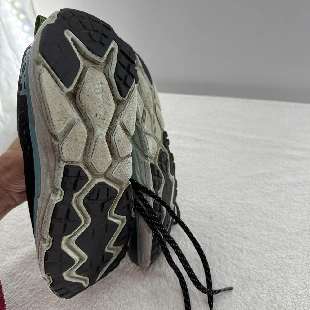 Hoka One One Challenger ATR 6 Shoes Womens 8.5 Black Blue Trail Running Sneakers